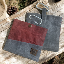 Load image into Gallery viewer, Colton Colorblock Waxed Dog Treat Bag-Gray &amp; Maroon