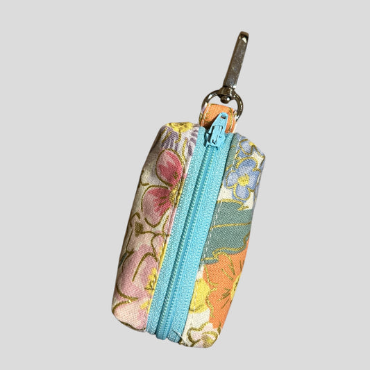 dogpoopbag, poopbagholder, fabricpouch, floraldesign, keychainpouch, handmade, riflepaperco, shimmergrande, petaccessories, dogwalking, wastebag, eco friendly