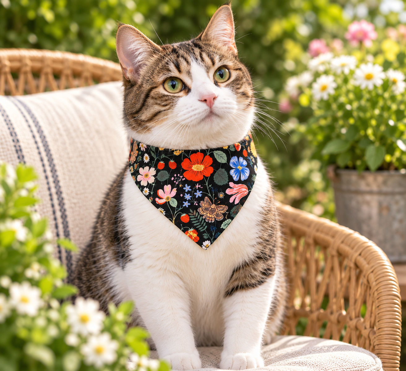 Butterfly Garden Snap-Button Cat Bandana - Rifle Paper Co.